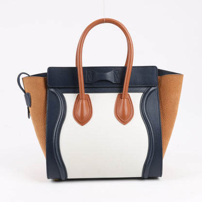 CELINE Luggage Micro Leder x Wildleder Handtasche dreifarbig in Braun