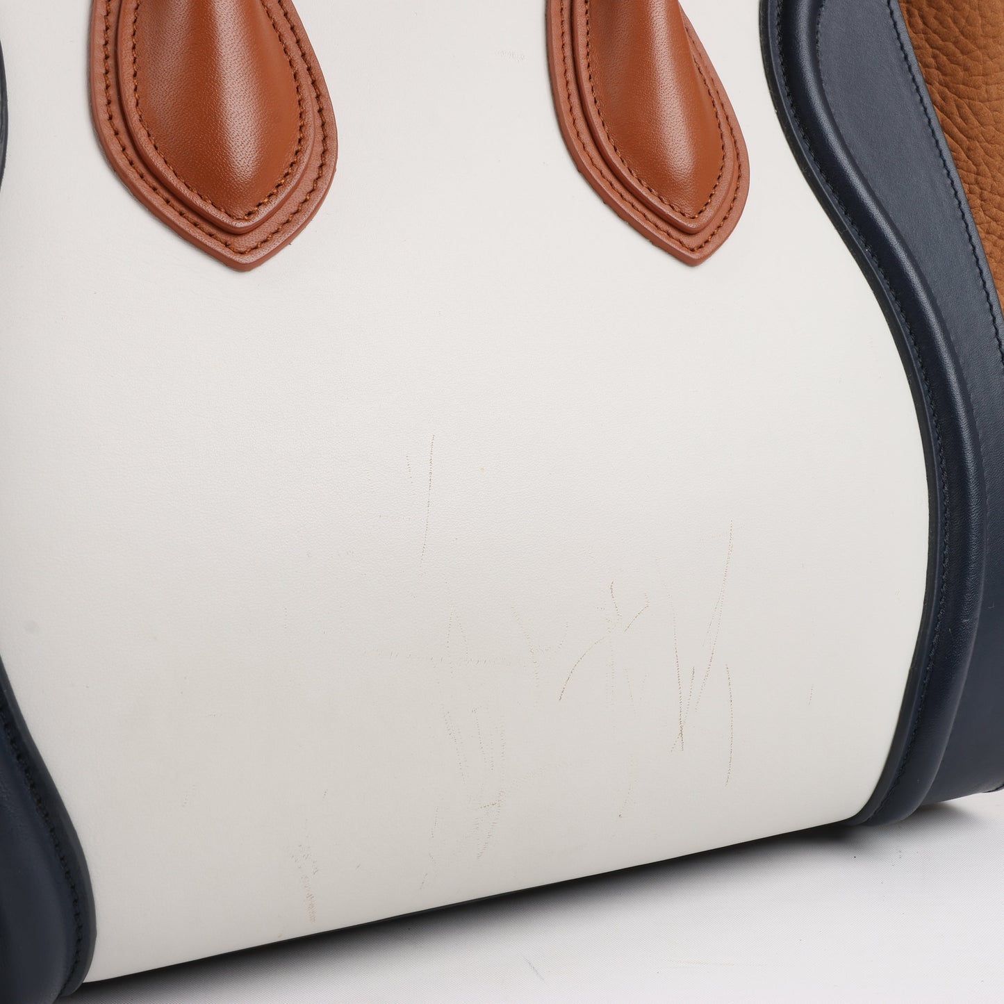 CELINE Luggage Micro Leder x Wildleder Handtasche dreifarbig in Braun