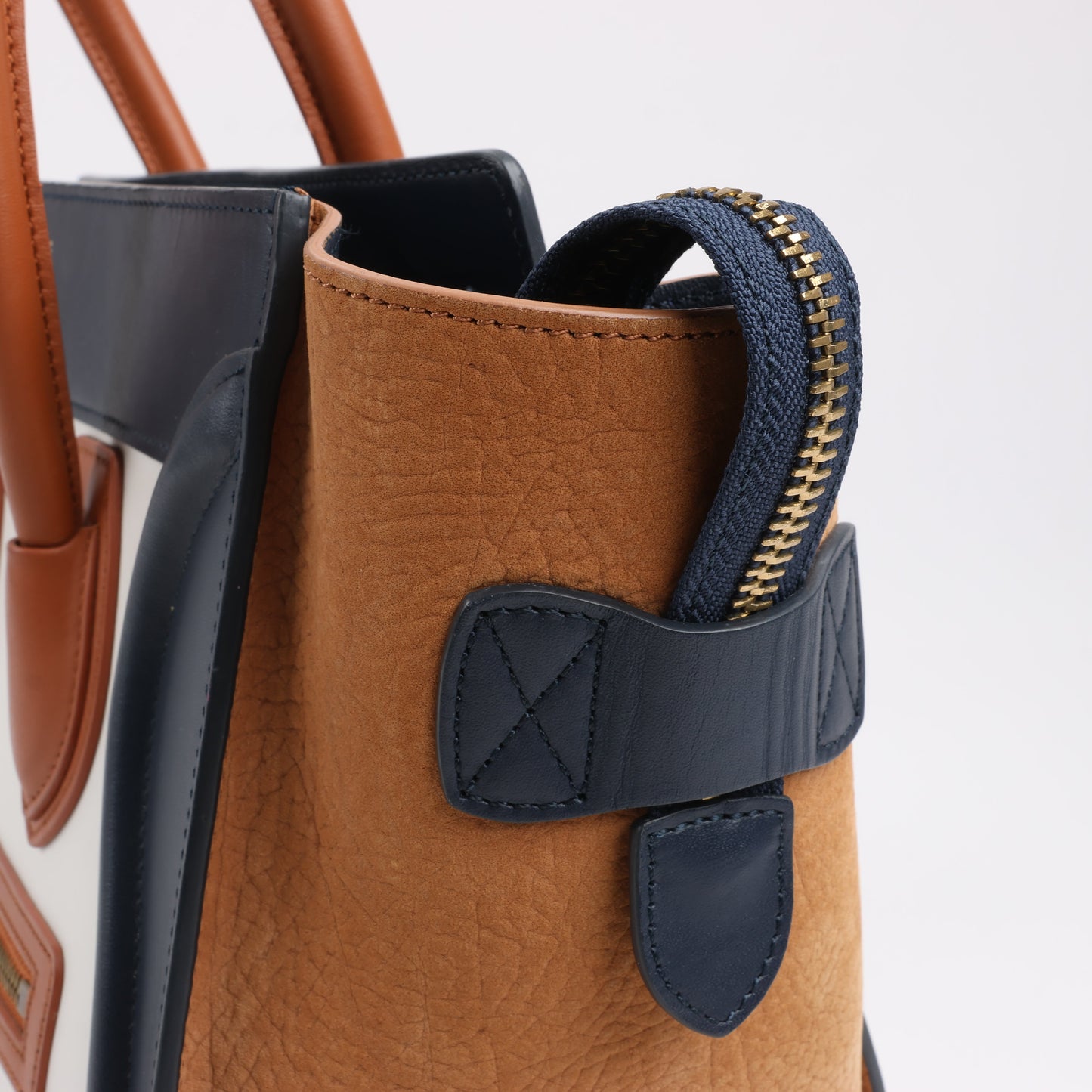 CELINE Luggage Micro Leder x Wildleder Handtasche dreifarbig in Braun