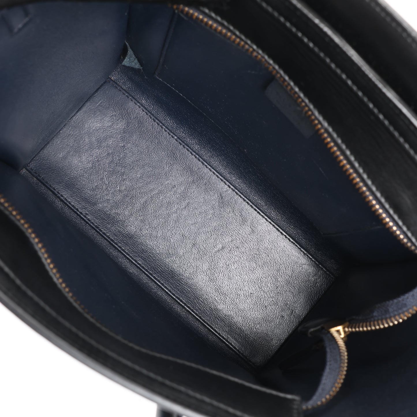 CELINE Nano Luggage Dreifarbige 2-Wege-Handtasche aus Kalbsleder in Blau x Schwarz