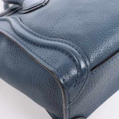 CELINE Nano Luggage 2Way-Handtasche aus Leder in Marineblau