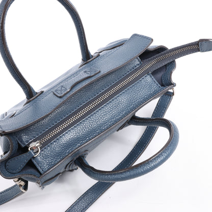 CELINE Nano Luggage 2Way-Handtasche aus Leder in Marineblau
