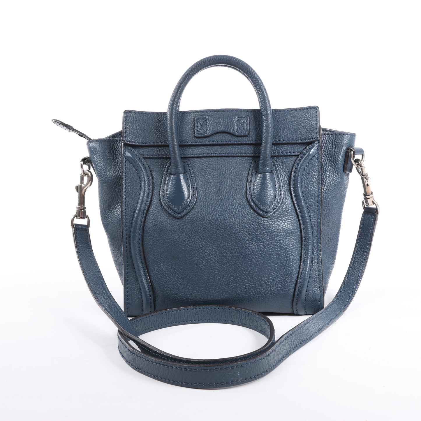 CELINE Nano Luggage 2Way-Handtasche aus Leder in Marineblau