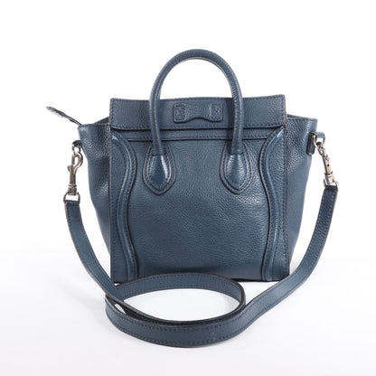 CELINE Nano Luggage 2Way-Handtasche aus Leder in Marineblau