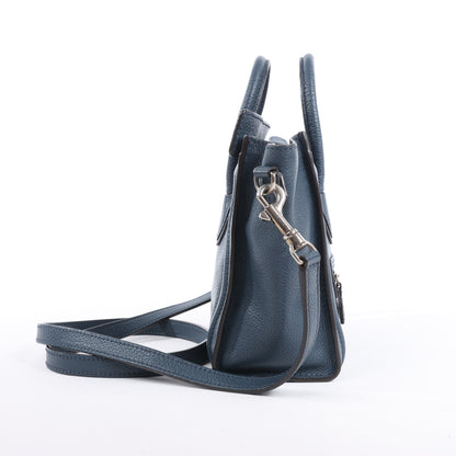 CELINE Nano Luggage 2Way-Handtasche aus Leder in Marineblau