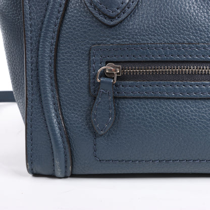 CELINE Nano Luggage 2Way-Handtasche aus Leder in Marineblau