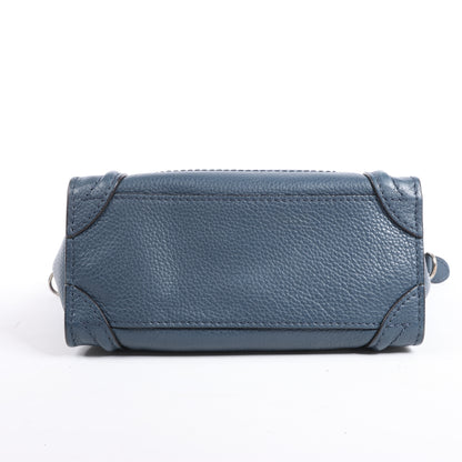 CELINE Nano Luggage 2Way-Handtasche aus Leder in Marineblau