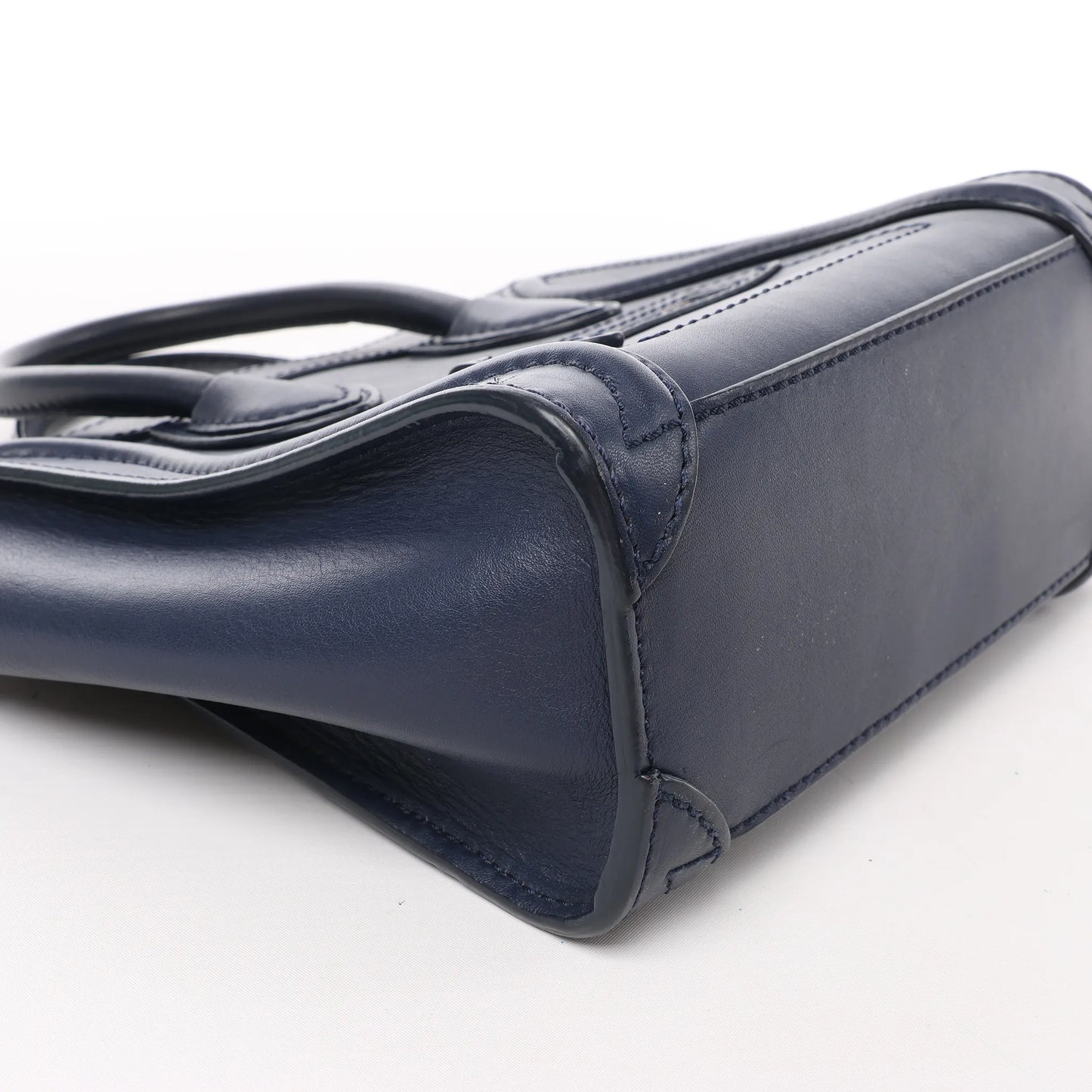 CELINE Nano Luggage 2Way-Handtasche aus Leder in Marineblau
