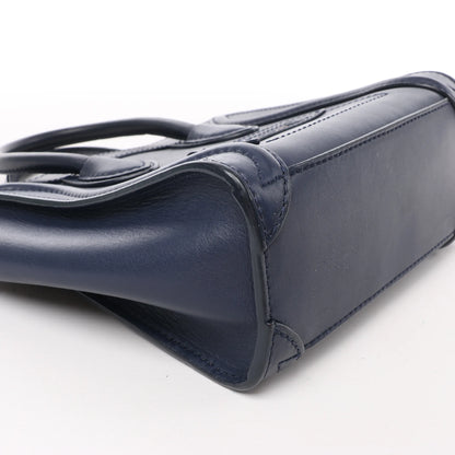 CELINE Nano Luggage 2Way-Handtasche aus Leder in Marineblau