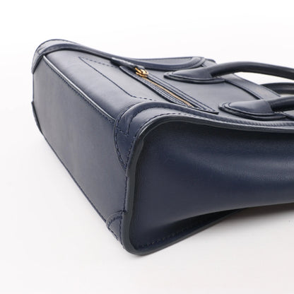 CELINE Nano Luggage 2Way-Handtasche aus Leder in Marineblau