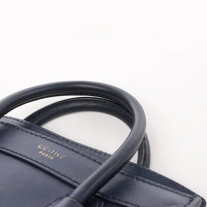 CELINE Nano Luggage 2Way-Handtasche aus Leder in Marineblau