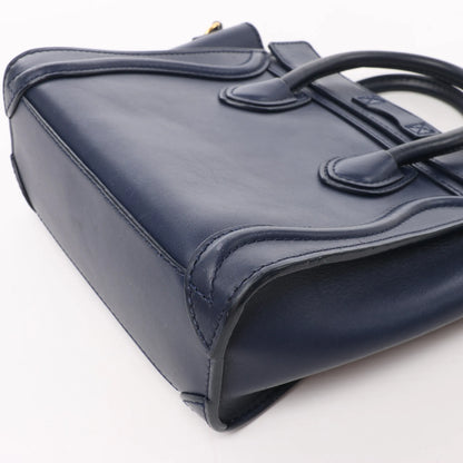 CELINE Nano Luggage 2Way-Handtasche aus Leder in Marineblau
