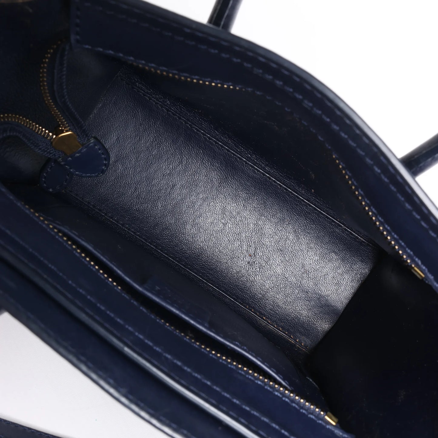 CELINE Nano Luggage 2Way-Handtasche aus Leder in Marineblau