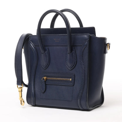 CELINE Nano Luggage 2Way-Handtasche aus Leder in Marineblau
