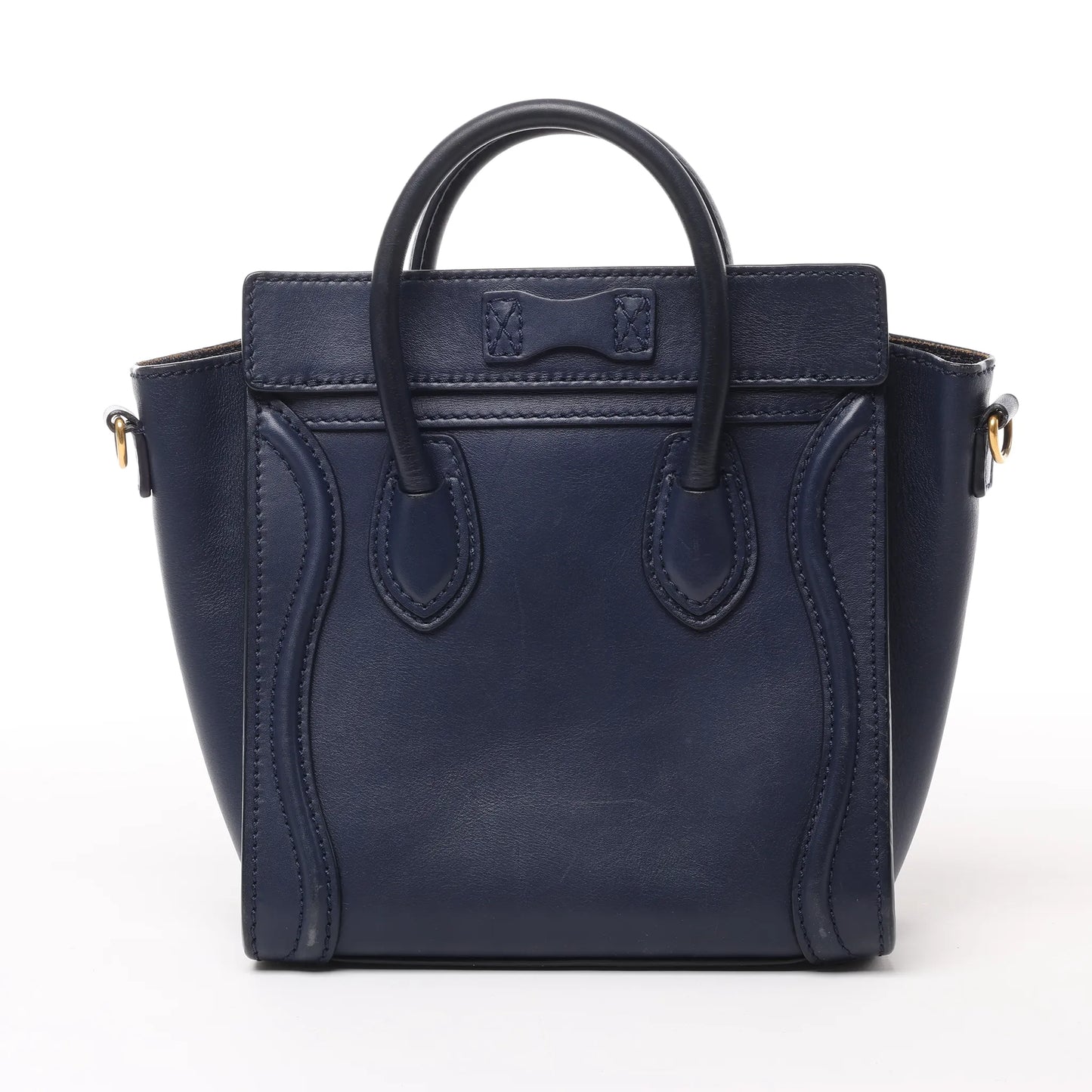 CELINE Nano Luggage 2Way-Handtasche aus Leder in Marineblau