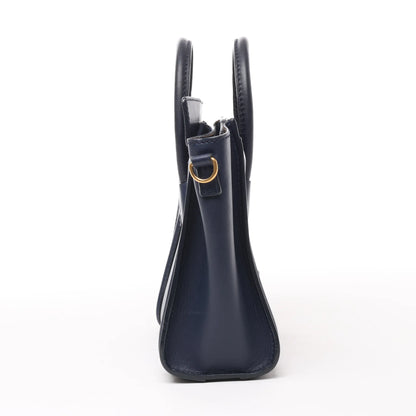 CELINE Nano Luggage 2Way-Handtasche aus Leder in Marineblau