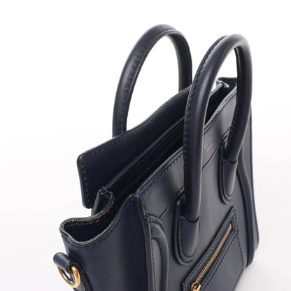 CELINE Nano Luggage 2Way-Handtasche aus Leder in Marineblau