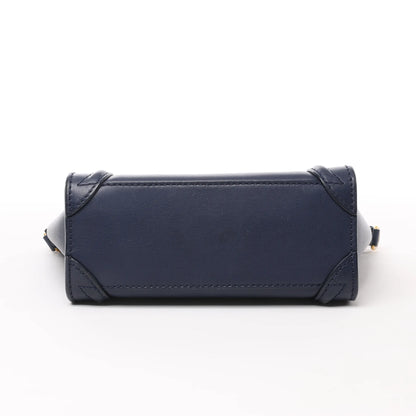CELINE Nano Luggage 2Way-Handtasche aus Leder in Marineblau