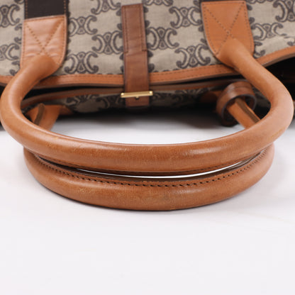 CELINE Macadam Canvas &amp; Leder Tote Bag in Beige x Braun