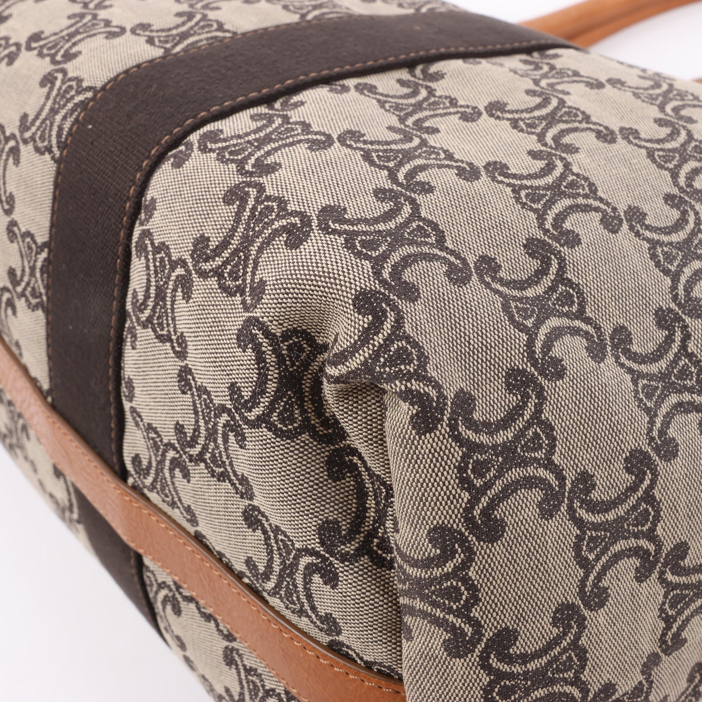 CELINE Macadam Canvas &amp; Leder Tote Bag in Beige x Braun