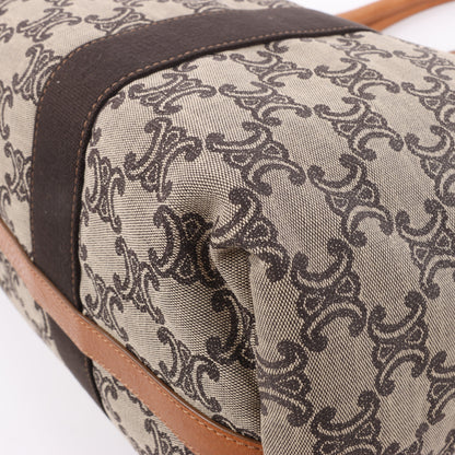 CELINE Macadam Canvas &amp; Leder Tote Bag in Beige x Braun