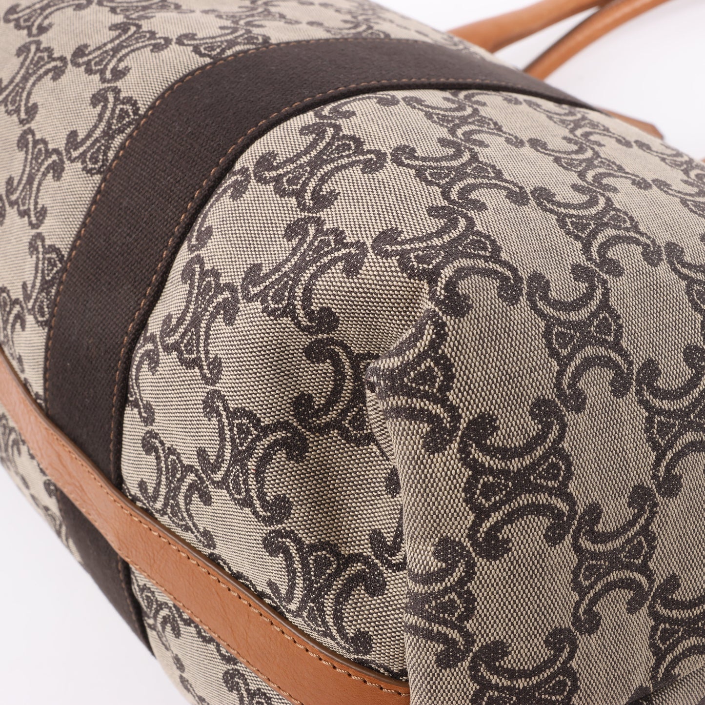 CELINE Macadam Canvas &amp; Leder Tote Bag in Beige x Braun