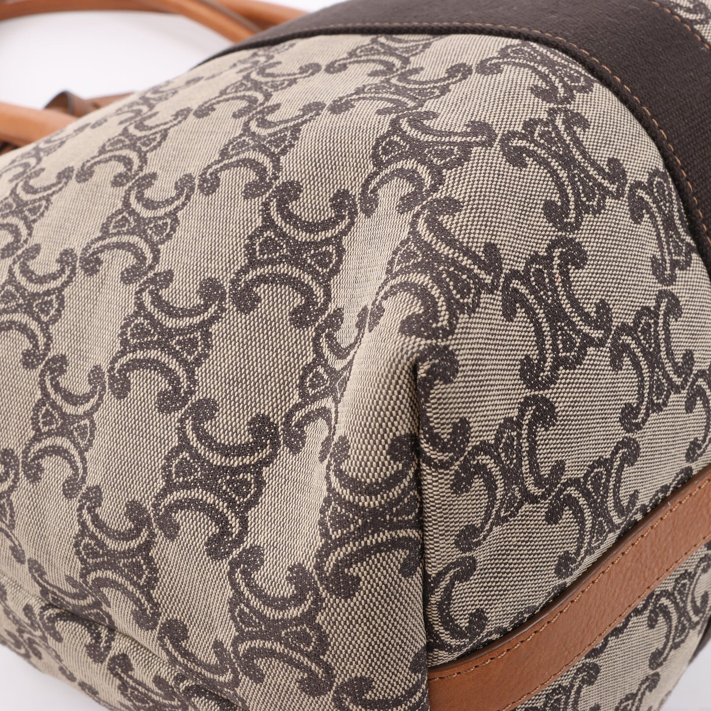 CELINE Macadam Canvas &amp; Leder Tote Bag in Beige x Braun