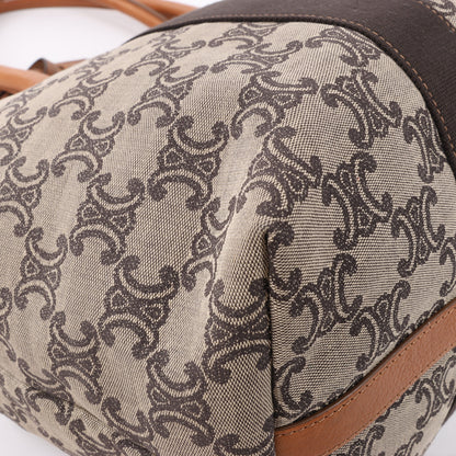 CELINE Macadam Canvas &amp; Leder Tote Bag in Beige x Braun