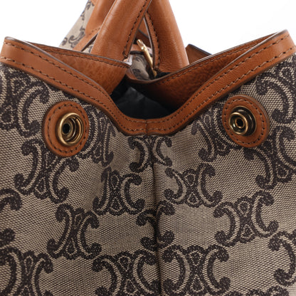 CELINE Macadam Canvas &amp; Leder Tote Bag in Beige x Braun