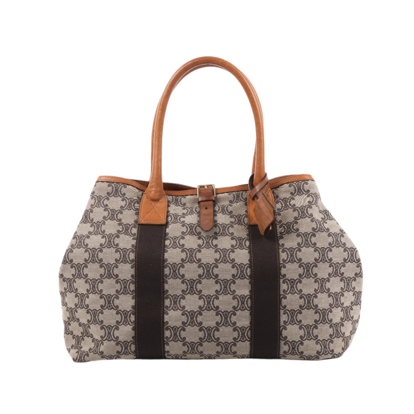 CELINE Macadam Canvas &amp; Leder Tote Bag in Beige x Braun