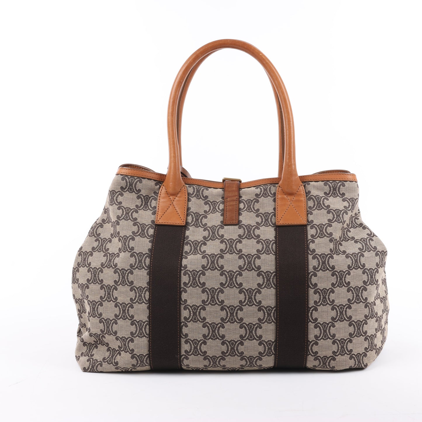 CELINE Macadam Canvas &amp; Leder Tote Bag in Beige x Braun