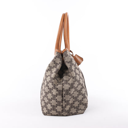 CELINE Macadam Canvas &amp; Leder Tote Bag in Beige x Braun