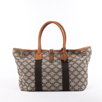 CELINE Macadam Canvas &amp; Leder Tote Bag in Beige x Braun