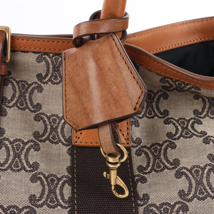 CELINE Macadam Canvas &amp; Leder Tote Bag in Beige x Braun