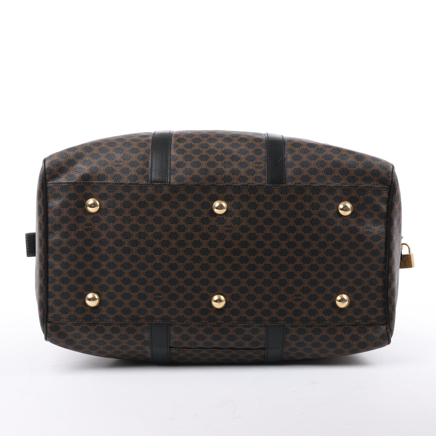 Celine Macadam Boston Reisetasche aus PVC und Leder in Schwarz × Braun