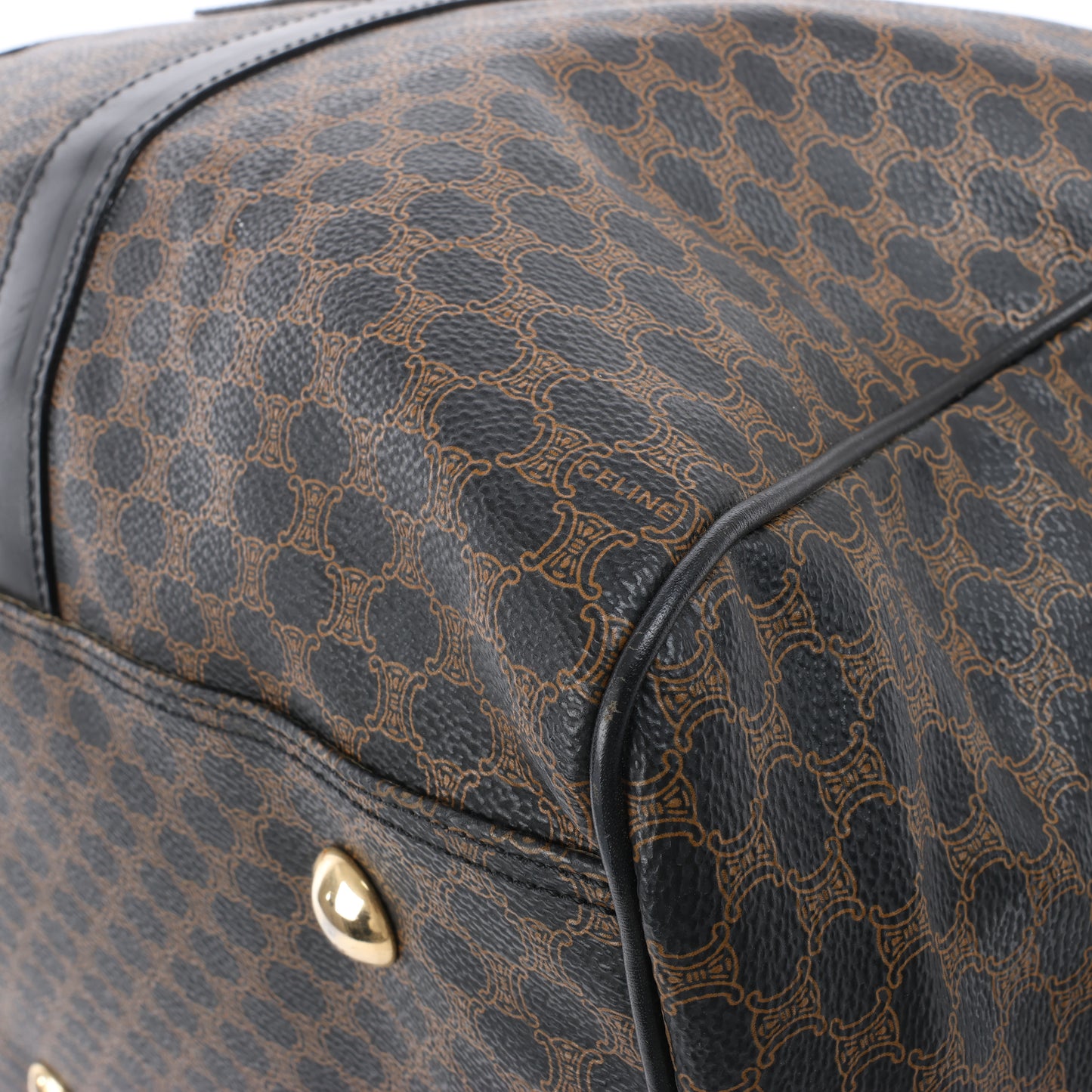 Celine Macadam Boston Reisetasche aus PVC und Leder in Schwarz × Braun