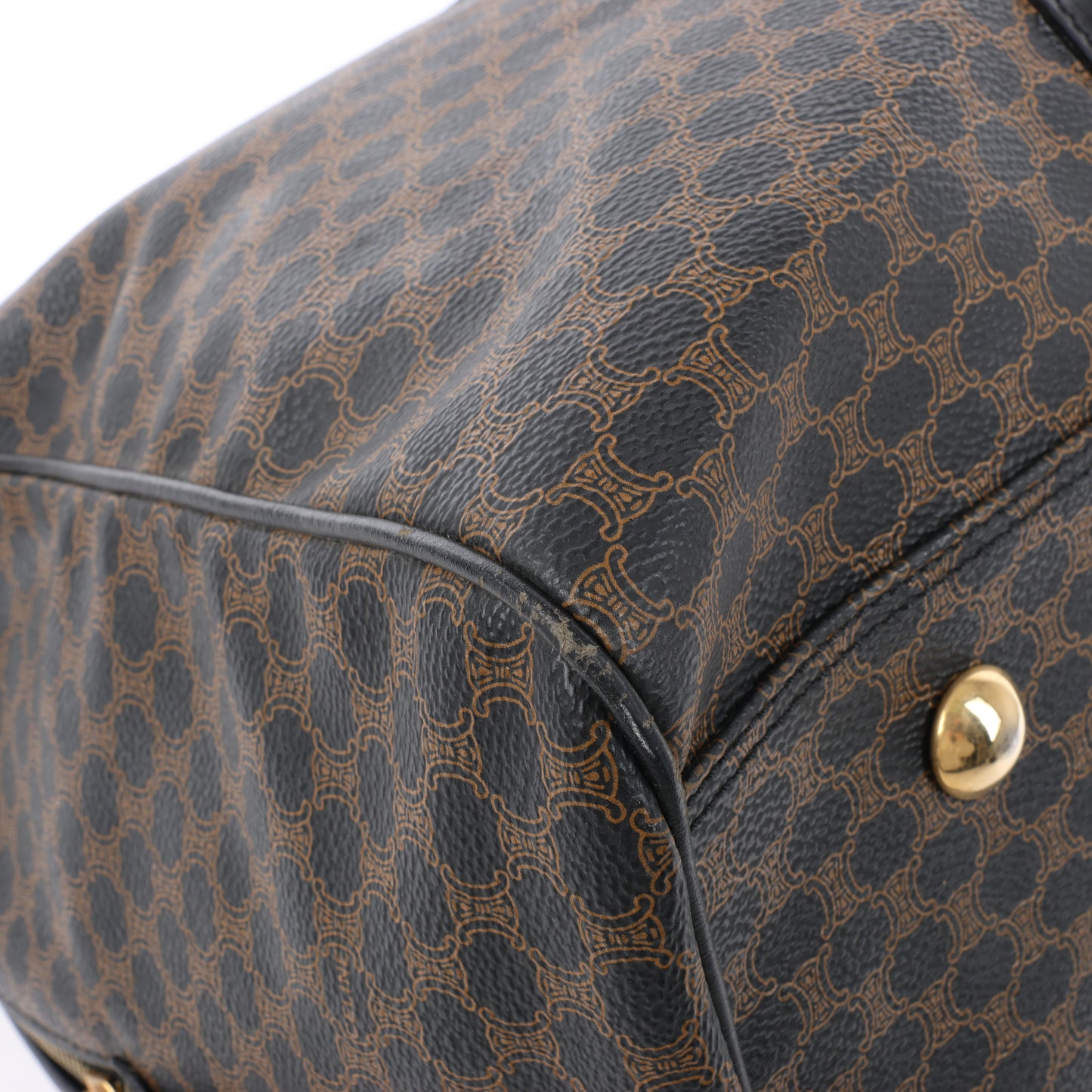 Celine Macadam Boston Reisetasche aus PVC und Leder in Schwarz × Braun