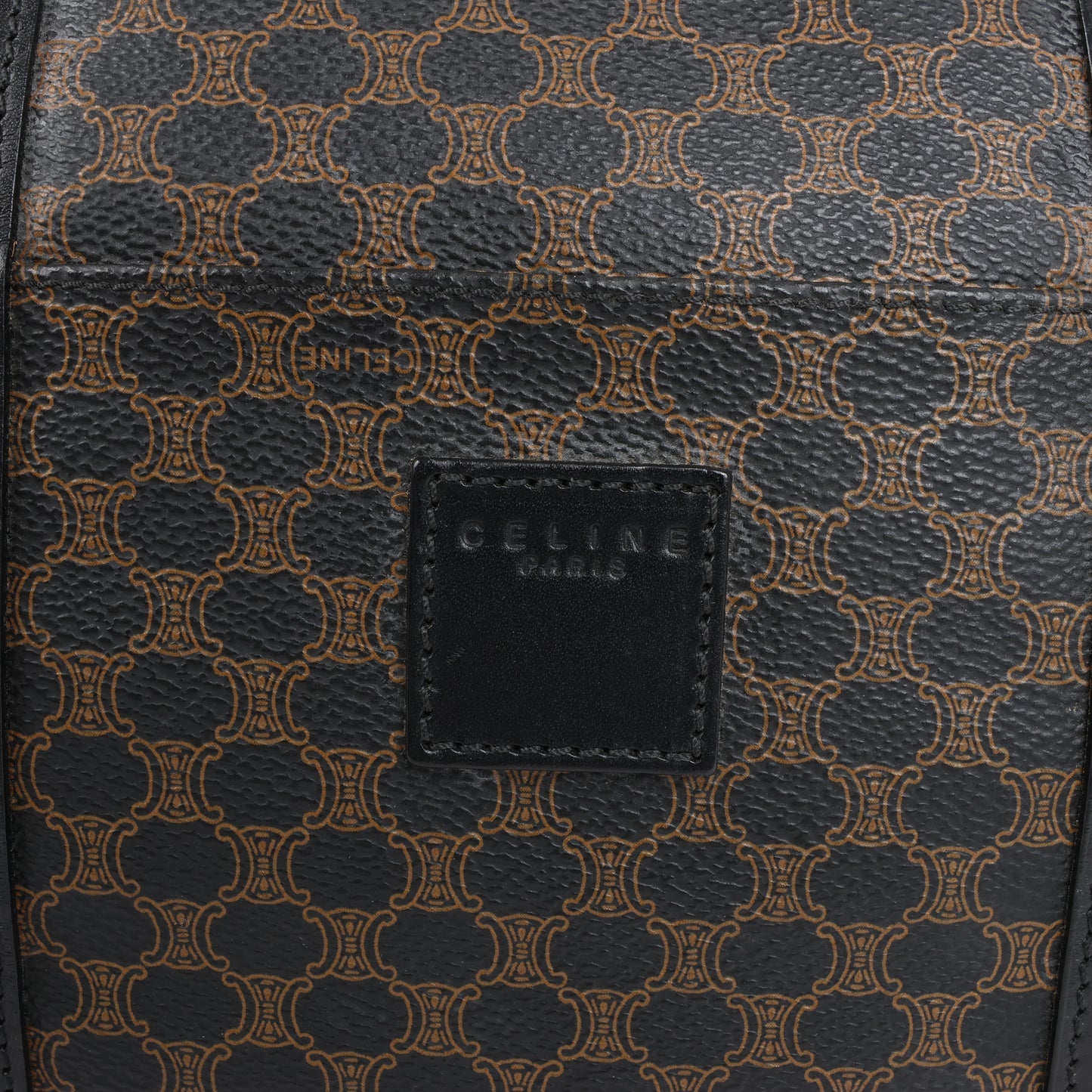 Celine Macadam Boston Reisetasche aus PVC und Leder in Schwarz × Braun