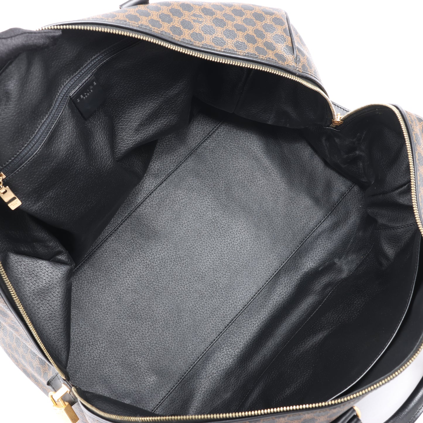 Celine Macadam Boston Reisetasche aus PVC und Leder in Schwarz × Braun