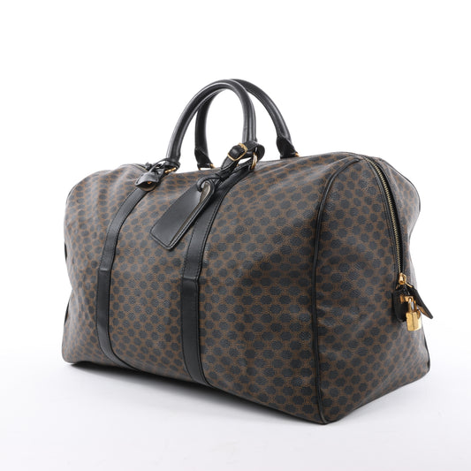 Celine Macadam Boston Reisetasche aus PVC und Leder in Schwarz × Braun