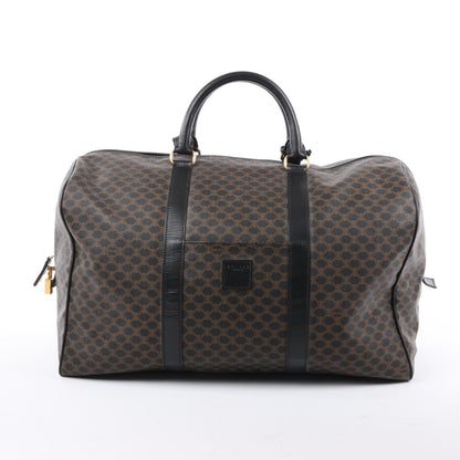 Celine Macadam Boston Reisetasche aus PVC und Leder in Schwarz × Braun