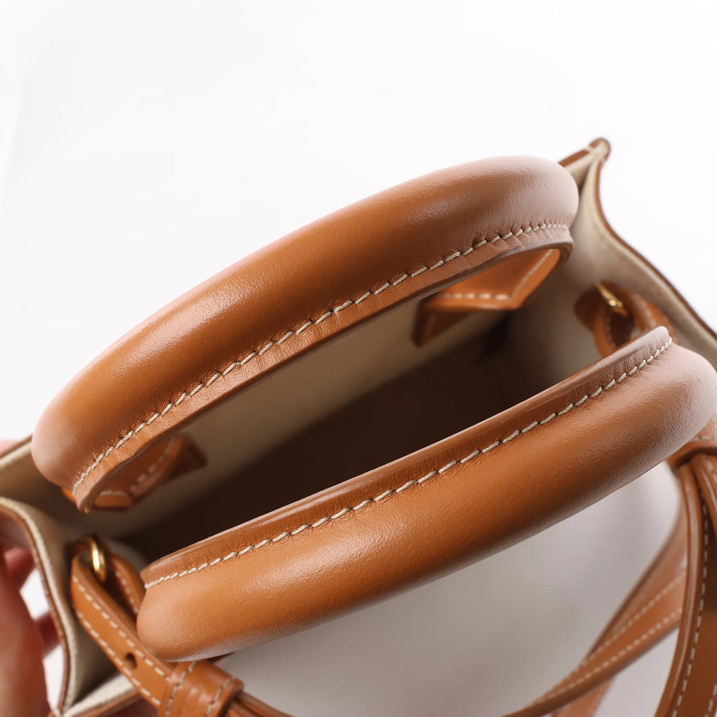 Celine Vertical  Mini Hippopotamus Canvas x Leather 2Way Handbag Beige x Brown