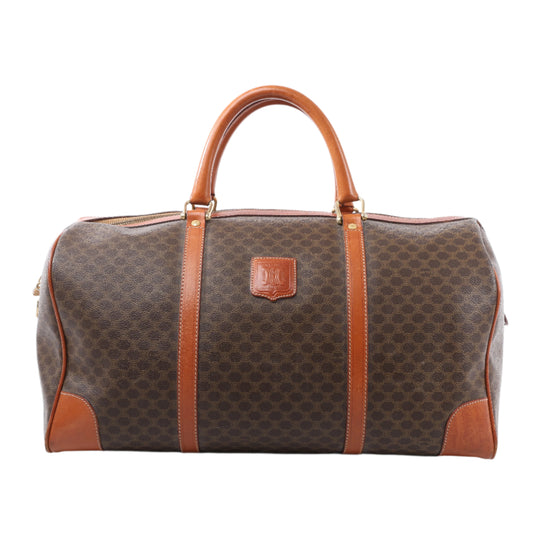 Celine Macadam Boston Reisetasche aus PVC und Leder in Braun