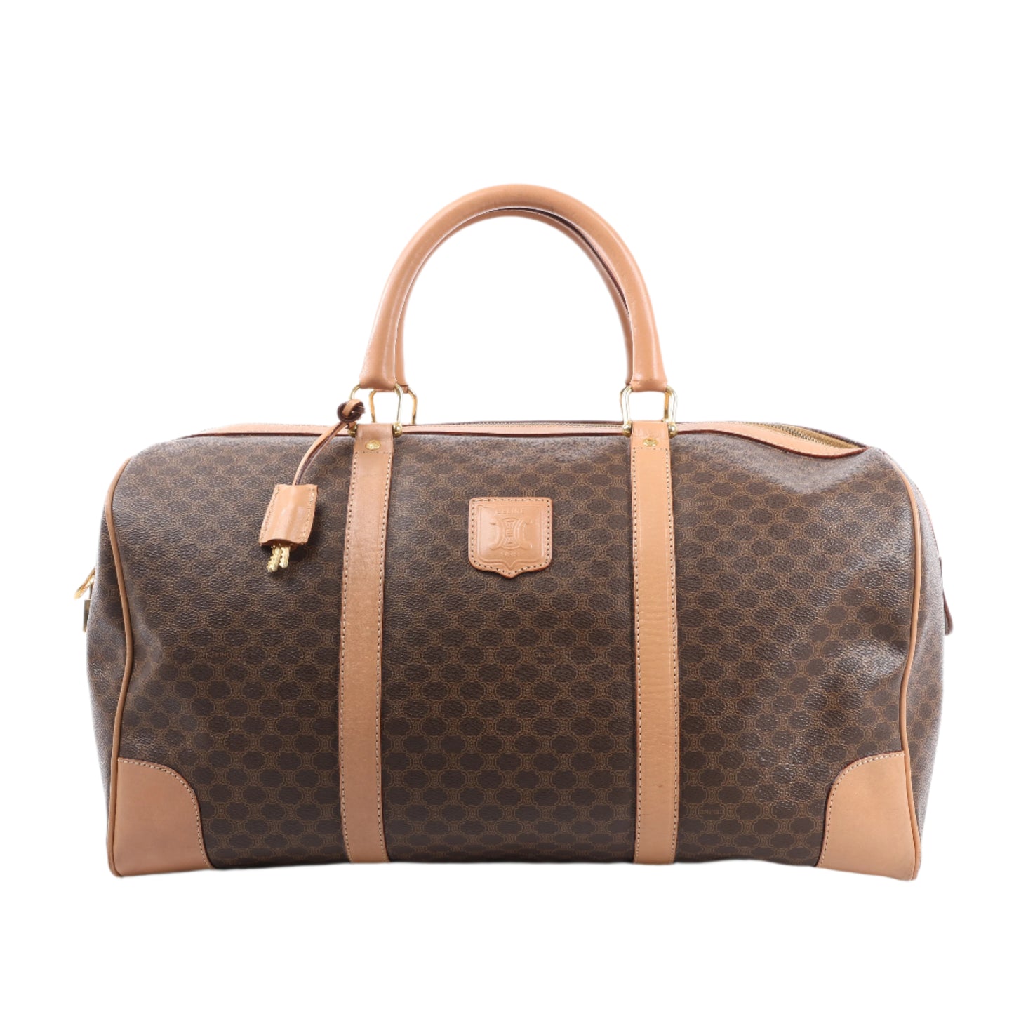 Celine Macadam Boston Reisetasche aus PVC und Leder in Braun