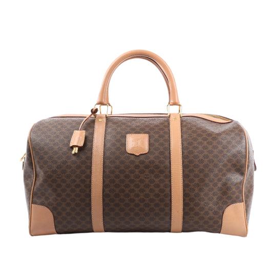 Celine Macadam Boston Reisetasche aus PVC und Leder in Braun