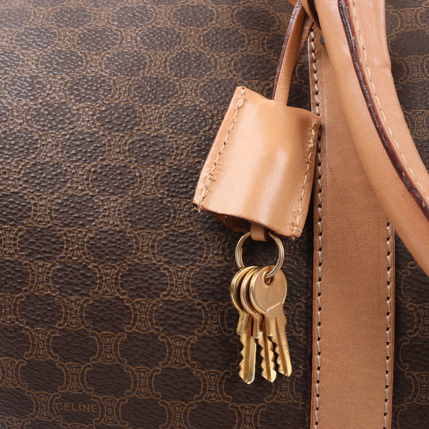 Celine Macadam Boston Reisetasche aus PVC und Leder in Braun