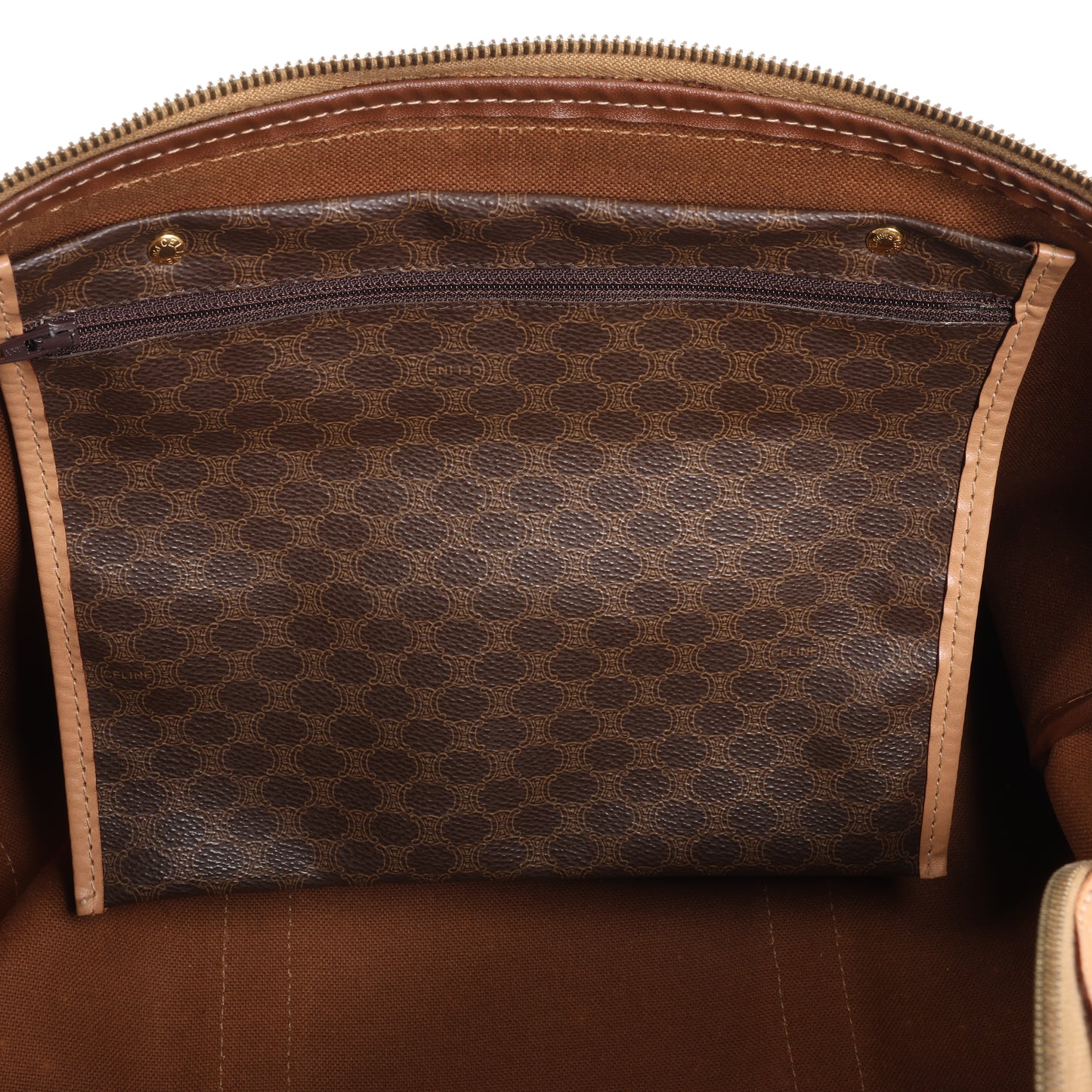 Celine Macadam Boston Reisetasche aus PVC und Leder in Braun