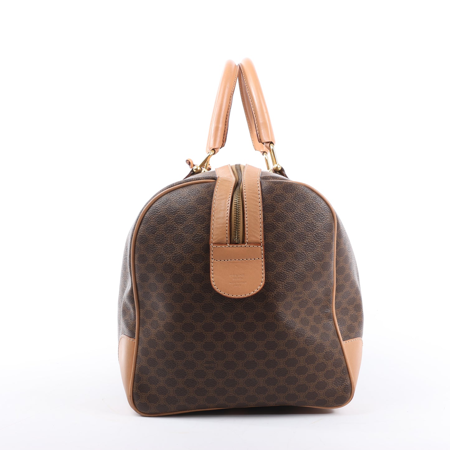 Celine Macadam Boston Reisetasche aus PVC und Leder in Braun