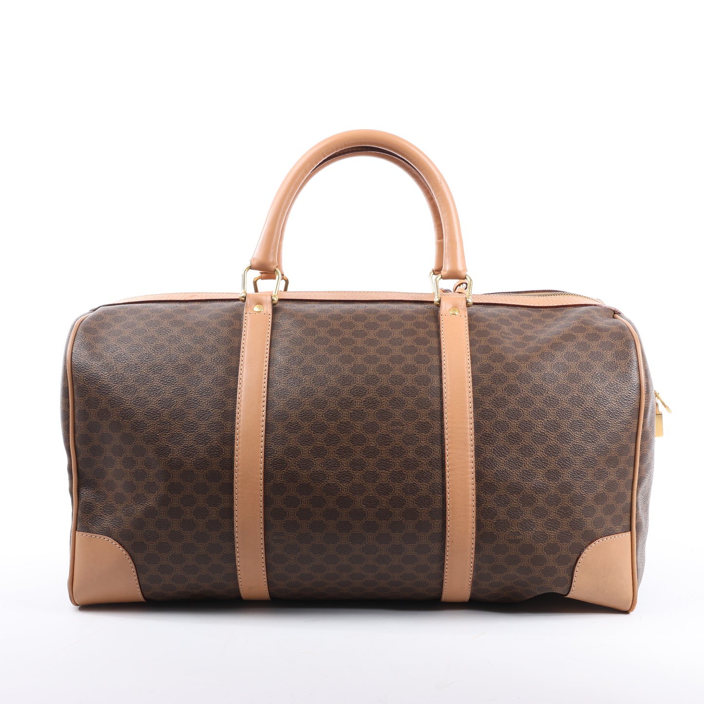Celine Macadam Boston Reisetasche aus PVC und Leder in Braun