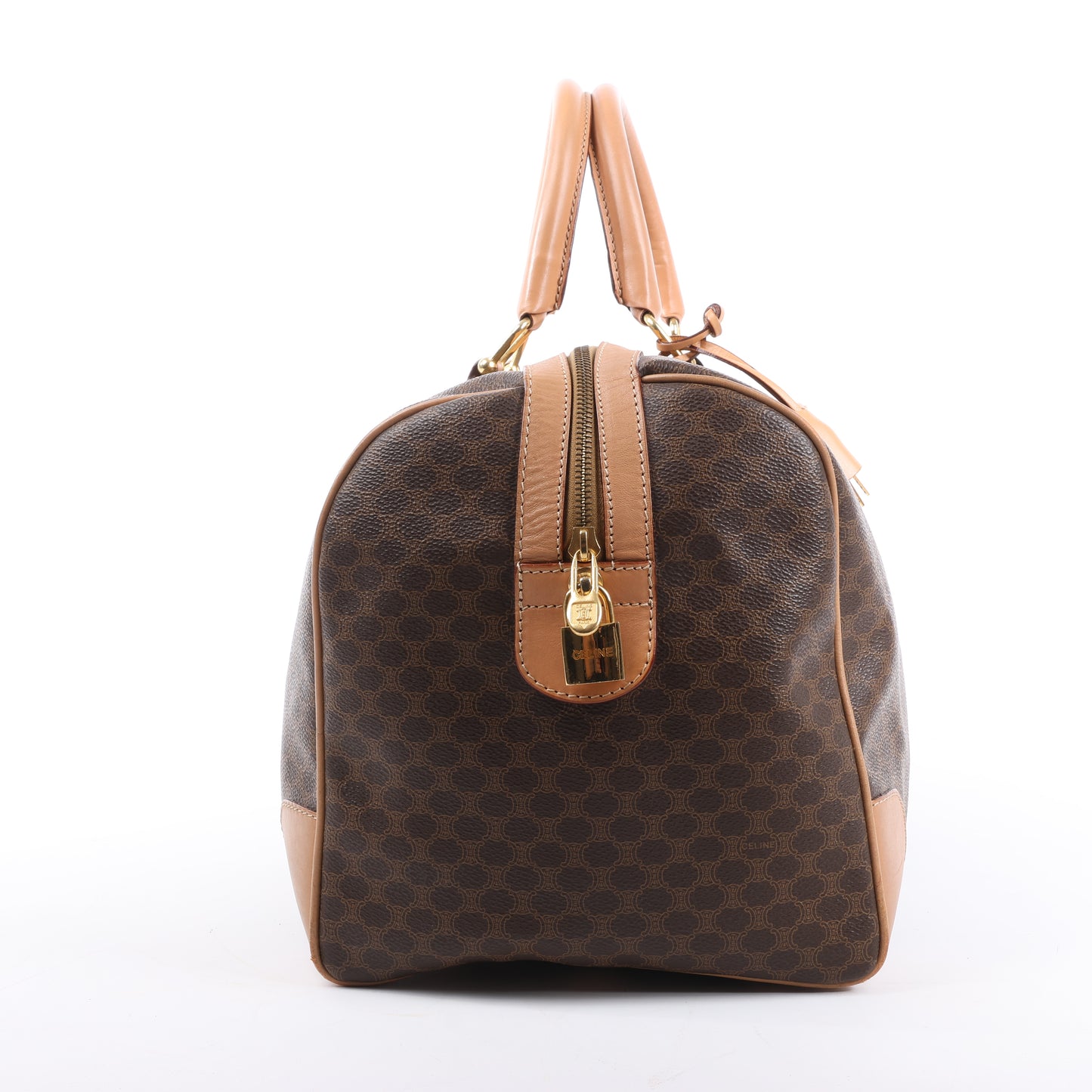 Celine Macadam Boston Reisetasche aus PVC und Leder in Braun